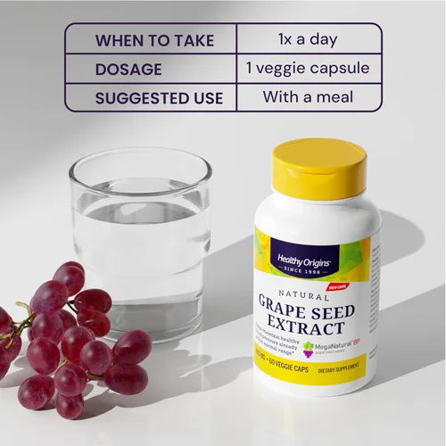 Miniatura 5 de Healthy Origins Extracto de semilla de uva de 300 mg, 150 cápsulas vegetales - MegaNatural-BP, hecho de uvas de California, apoya la salud
