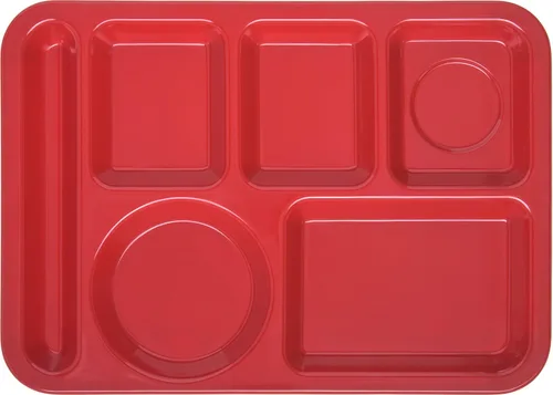 Miniatura 2 de Carlisle FoodService Products Bandeja de plástico para comida zurda, bandeja pesada para almuerzo con 6 compartimentos para escuelas, cafeterías