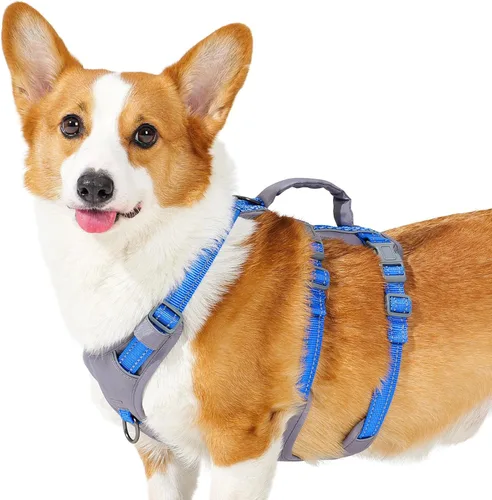 Miniatura 25 de Huntboo Arnés reflectante para perro con asa, a prueba de escape, antideslizante, transpirable, ligero, arnés de elevación ajustable para perros