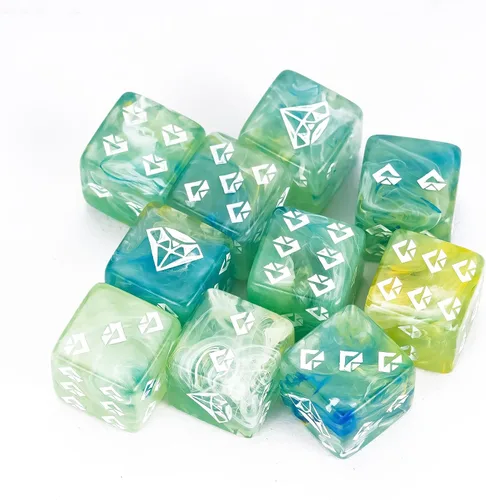Miniatura 16 de Juego de 10 dados D6 de 16 mm, juego de dados blancos de 6 lados para juegos de mesa RPG A-white