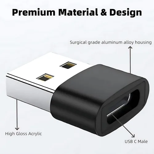 Miniatura 6 de Adaptador USB a USB C, adaptador USBC hembra a A macho de cargador de automóvil, convertidor OTG de enchufe USB-C para iPhone 16, 15, 14, 13 Plus