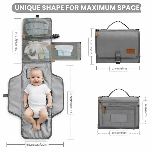 Miniatura 7 de UBRAVOO Portable Diaper Changing Pad - Baby Diaper Changer Travel Bag with Wipes Pocket, Smart Design Portable Changing Mat, Infant Travel Station