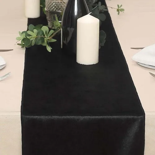 Miniatura 2 de Efavormart - Camino de mesa de terciopelo negro de alta calidad de 12 x 107 pulgadas para decoración de bodas y fiestas
