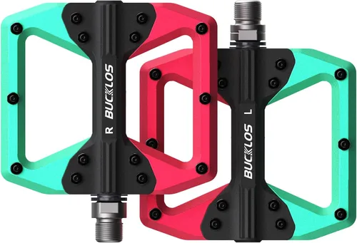 Miniatura 13 de BUCKLOS Pedales planos MTB para bicicleta de montaña, pedales de bicicleta de carretera CNC para adultos con 3 rodamientos, pedal de plataforma