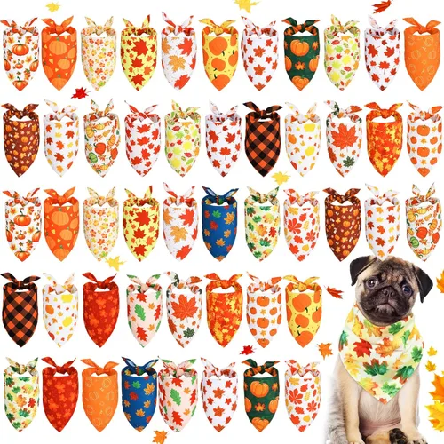 Miniatura 9 de Sweetude 50 Pcs Dog Bandanas Bulk for Summer Hawaii Puppy Bandanas Adjustable Triangle Scarf Set Holiday for Small Medium Large Pet Costume