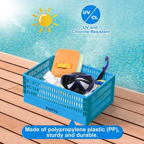 Miniatura 2 de PAHTTO Cesta de almacenamiento junto a la piscina, cesta de almacenamiento plegable sobre el suelo para juguetes de piscina, toallas, bebidas