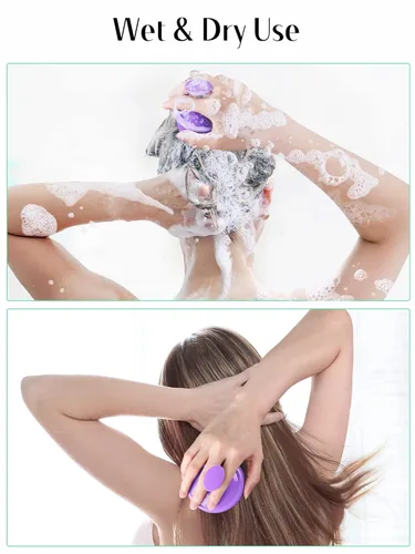 Miniatura 69 de HEETA Masajeador de cuero cabelludo para el crecimiento del cabello, cepillo de champú exfoliante de cuero cabelludo de silicona suave para Rojo
