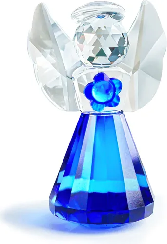 HDCRYSTALGIFTS Figura de ángel guardián de cristal azul de 3.5 pulgadas, adornos de ángel de Navidad de cristal, estatua de regalos para mujeres,