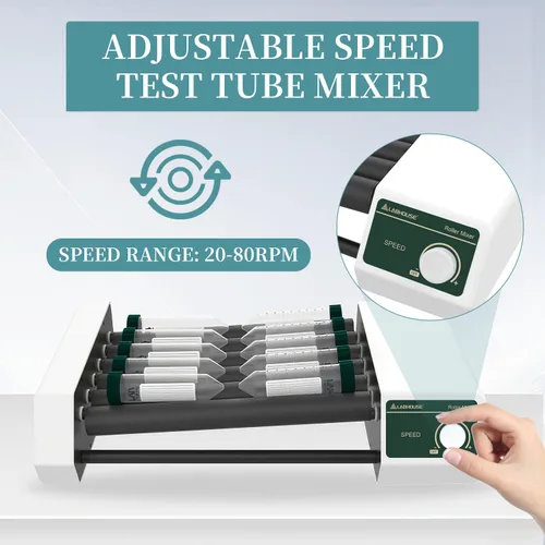 Miniatura 5 de Mezclador de rodillos de tubo de laboratorio (eje alto/bajo) oscilante 20-80RPM, 100-220V RM-6