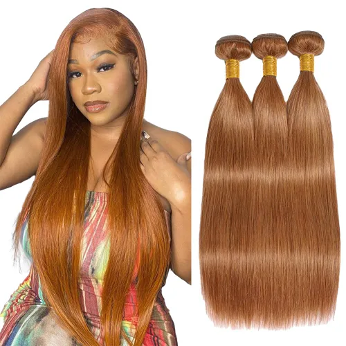 Miniatura 90 de Color 30 paquetes de cabello humano marrón onda del cuerpo paquetes 8 10 12 pulgadas brasileño virgen Remy extensiones de cabello humano doble trama