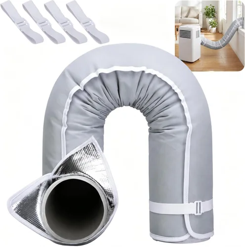 Miniatura 16 de Tlswshsy Funda acolchada para manguera de aire acondicionado, cubierta de manguera con aislamiento de CA con 4 correas de hebilla ajustables, funda