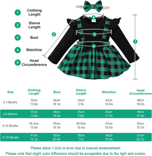 Miniatura 6 de OPAWO Vestido de niña recién nacida con volantes de encaje de manga largacorta, vestido de niña de flores, mameluco acanalado para otoño e invierno
