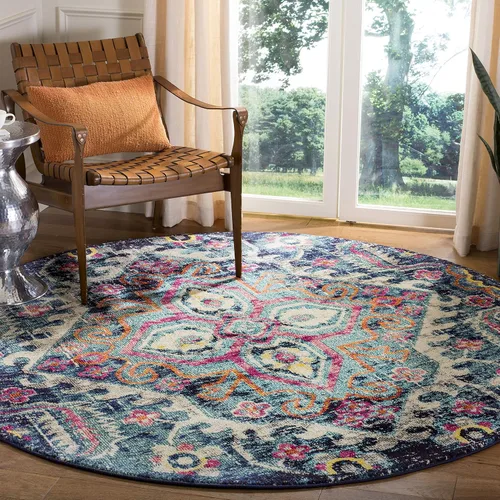 Miniatura 7 de SAFAVIEH Colección Monaco - Alfombra de pasillo, 2.2 x 6 pies, azul y fucsia, no desprende pelusa y de fácil cuidado, ideal para zonas de alto