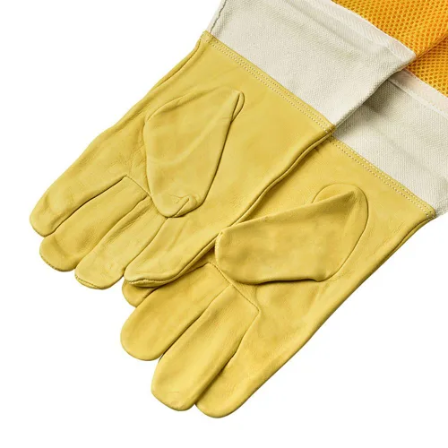 Miniatura 6 de DZXZY Guantes profesionales de apicultura de piel de cabra de primera calidad, suministros de apicultura con lona larga, mangas ventiladas y puños