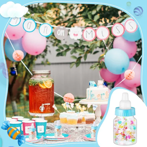 Miniatura 6 de Patelai 36 biberones de 3.5 pulgadas para baby shower, mini botellas transparentes de plástico para baby shower, mini figura de caramelo, caja