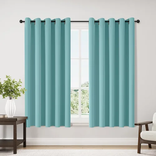 Miniatura 96 de ChrisDowa - Cortinas de cenefa pequeñas para cocina, cortinas cortas con ojales y aislamiento térmico para oscurecer la sala y habitación