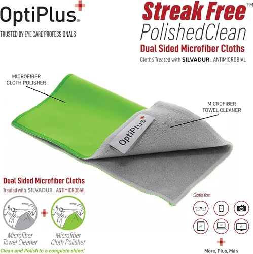 Miniatura 2 de OptiPlus Spray de limpieza de lentes antivaho y paño de microfibra doble, limpiador y desempañador sin rayas para lentes, pantallas de portátiles
