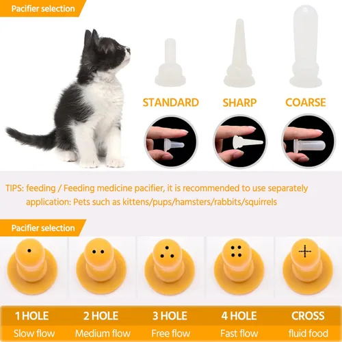 Miniatura 4 de Biberones de alimentación para cachorros y gatitos para lactancia, recién nacidos, perros, gatos, conejos, con kit de alimentador de pezones