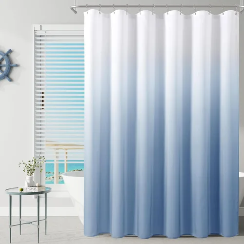 Miniatura 19 de Cortinas de ducha negras para baño, juego de cortinas de ducha de tela texturada ombre, lujo de hotel y spa con 12 ganchos, lavable a máquina
