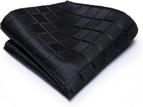 Miniatura 216 de Hi-Tie Corbata clásica de cachemira para hombre con pañuelo y gemelos a cuadros