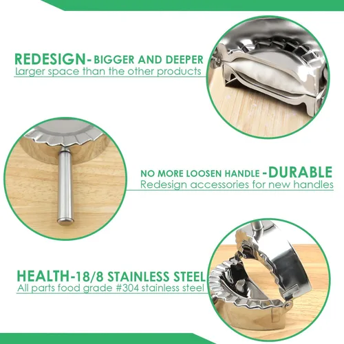 Miniatura 7 de Best Utensils molde para ravioles de acero inoxidable, molde para empanadillas, cortador para pastelería, accesorios de cocina, L, Plateado