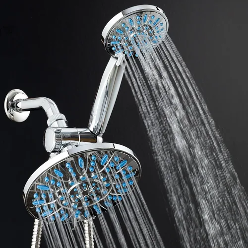 Miniatura 7 de Combo de ducha de lluvia antimicrobiana/anti-obstrucción de alta presión de 30 configuraciones por AquaDance con protección de boquilla Microban
