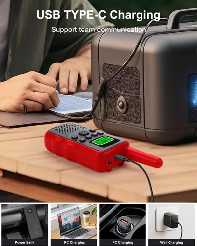 Miniatura 4 de Walkie Talkies de largo alcance para adultos, radios bidireccionales recargables de mano con 22 canales FRS, walkie talkies para niños con linterna