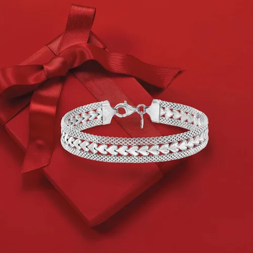 Miniatura 4 de Ross-Simons - Pulsera con diseño de corazón de plata italiana