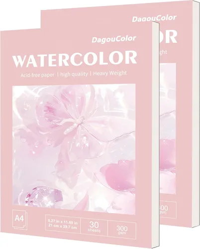 Miniatura 13 de DagouColor Bloc de papel de acuarela, A4, 1 paquete, 30 hojas, papel prensado en frío de 140 libras/10.58 oz/m², libro de artista para adultos