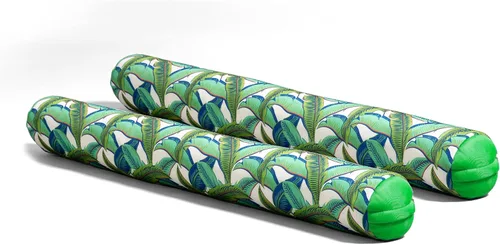 Big Joe Noodle - Paquete de 2 flotadores para piscina, no necesita inflado, malla de doble cara verde palmera tropical, tela de drenaje rápido,