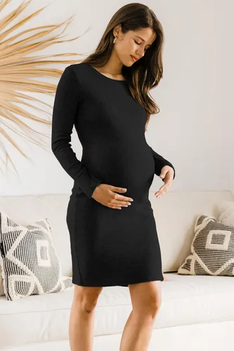 Miniatura 3 de HELLO MIZ - Vestido de maternidad acanalado de punto para mujer con manga larga