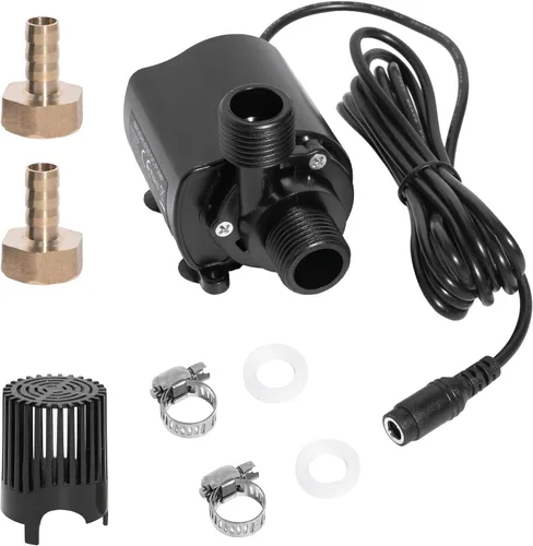 Miniatura 7 de Bomba de agua sumergible de 12 V, flujo ajustable de 210 GPH para acuario/fuente/hidroponía, bomba de CC silenciosa con boquillas de latón