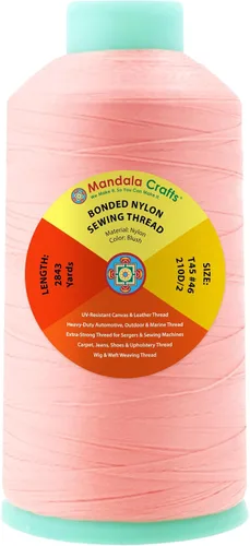 Miniatura 79 de Mandala Crafts - Hilo de nailon para coser cuero, tapicería, mezclilla y para trenzar el pelo; resistente, 1500 yardas, tamaño 69 T70 Marrón