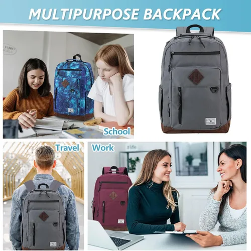 Miniatura 2 de Mochila escolar para niños, mochila de viaje ligera resistente al agua, Gris oscuro