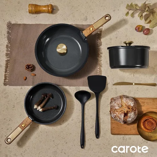 Miniatura 8 de CAROTE Juego de utensilios de cocina de cerámica de 15 piezas, juego de ollas y sartenes antiadherentes, juego de cocina de cocina con mango