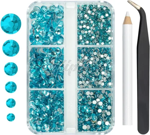 Miniatura 20 de Juego de 4010 diamantes de imitación dorados champán para arte de uñas, diamantes de imitación de parte trasera plana, dijes dorados para uñas, 6