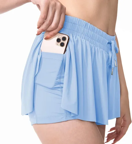Miniatura 2 de YLDUJ AMUM Pantalones cortos fluidos con bolsillos para mujer