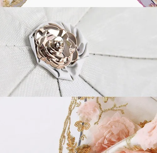 Miniatura 79 de Honeystore Sombrilla bordada con flor 3D plegable UV con encaje clásico