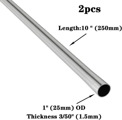 Miniatura 2 de Tubo de Acero Inoxidable 304 de 1" DE, 10" de Longitud, 3/50" de Grosor de Pared, Tubería Soldable Redonda de Metal, Tubo Recto para Industria