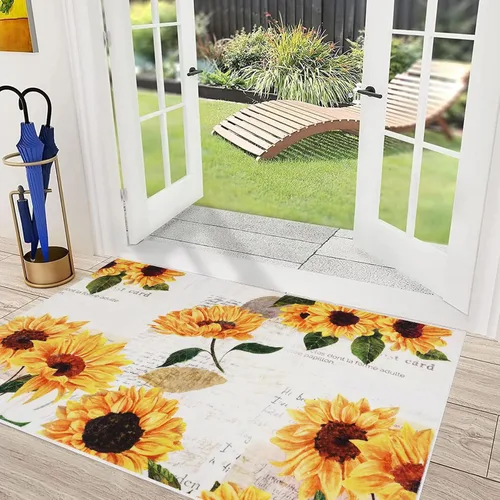 Miniatura 9 de Alfombra a cuadros de 2 x 3 pies, alfombra negra y blanca moderna para entrada interior, alfombra pequeña lavable a cuadros para baño, alfombra