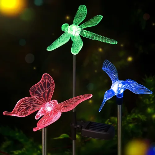 Miniatura 9 de OxyLED Juego de 6 luces solares para jardín, estaca LED para exteriores, iluminación que cambia de color, impermeable, luces solares de colibrí