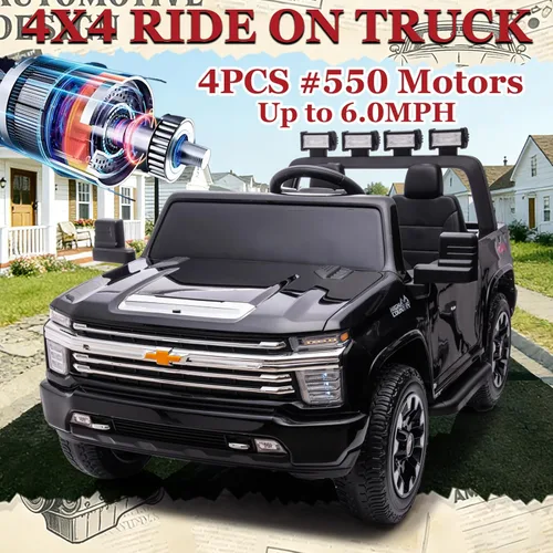 Miniatura 3 de NEWQIDA Coche eléctrico de 24 V para niños con control remoto, licencia Chevrolet Silverado HD, batería de 7ah, vehículo de juguete tipo Ride-on