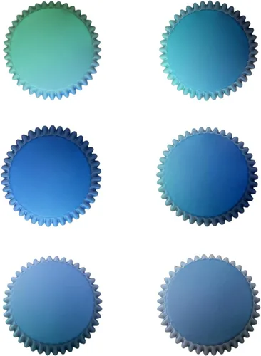 Miniatura 2 de qiqee 300 forros estándar para cupcakes, 6 diseños de papel azul degradado para cupcakes, tazas para hornear, envoltorios de cupcakes