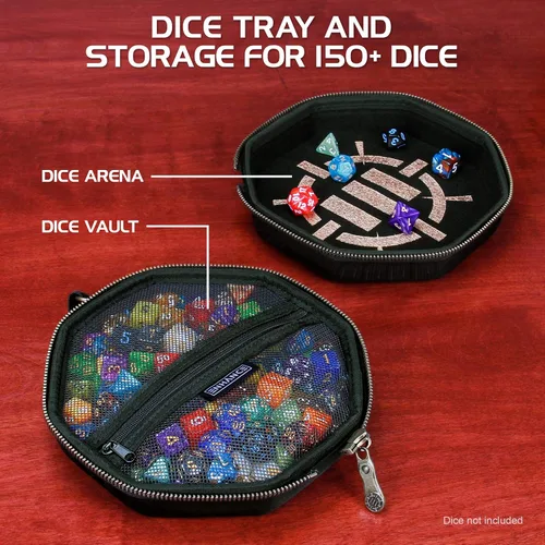 Miniatura 2 de ENHANCE Bandeja y estuche para dados DND – Soporte para dados DND para hasta 150 dados D&D con exterior duro resistente e interior suave protector.