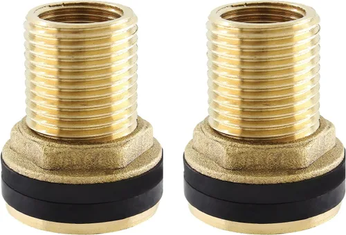 Miniatura 9 de 2 piezas de accesorios de mamparo de latón, conector de tanque de agua macho de 1/2 pulgada hembra de 3/4 pulgadas con 2 anillos de goma