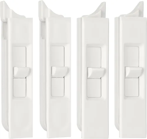 Jetec 4 pares de pestillos inclinables de plástico blanco para construcción, pares de pestillos deslizantes con resorte para ventana corrediza para