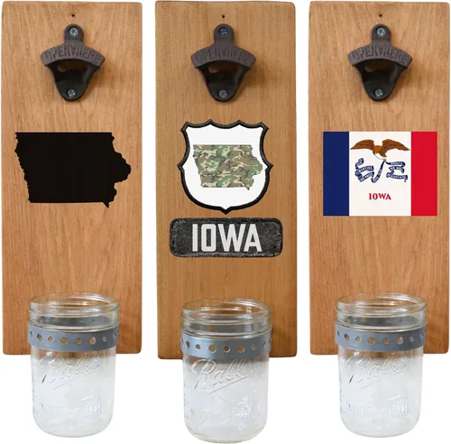 Miniatura 22 de Abrebotellas de cerveza de Massachusetts – Abridor de botellas hecho a mano montado en la pared con tapa – Regalo de cerveza para él o ella