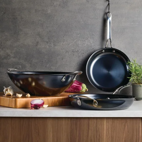 Miniatura 2 de Anolon Everlast N2 - Sartén wok/para saltear de acero al carbono, compatible con todos los tipos de cocina, utensilios de metal seguros, 14 pulgadas