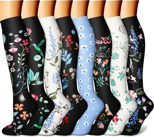 Miniatura 38 de CHARMKING Calcetines de compresión para mujeres y hombres para circulación (8 pares) 15-20 mmHg, mejor soporte para ciclismo atlético