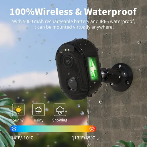 Miniatura 2 de Cámaras de seguridad inalámbricas para exteriores, cámaras WiFi 2K alimentadas por batería para seguridad del hogar, visión nocturna a color, 1
